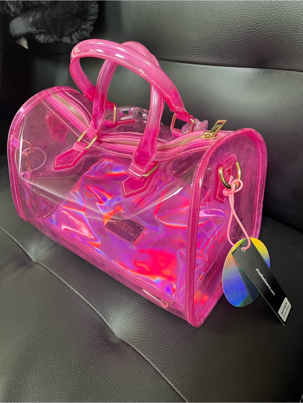 Pink Iridescent Clear Barrel Bag - Women's Handbag